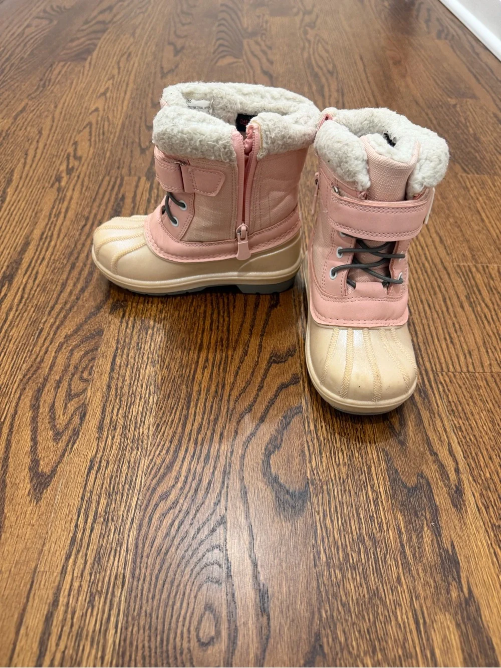 Cat & Jack Pink and Cream Kids Snow Boots with Faux Fur Collar
